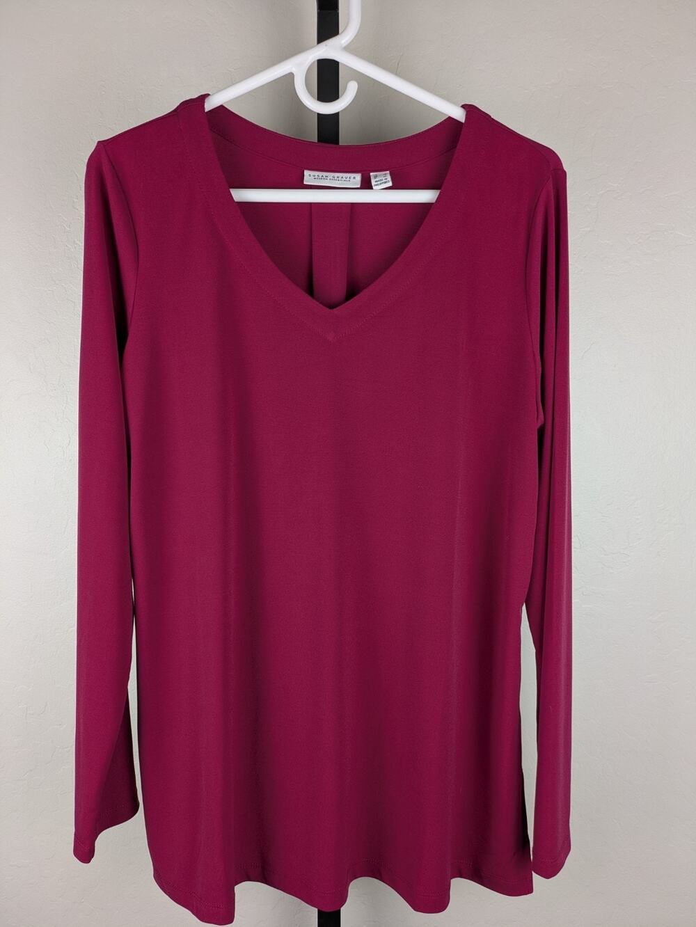 Susan Graver hot pink long sleeve Liquid Knit Top
